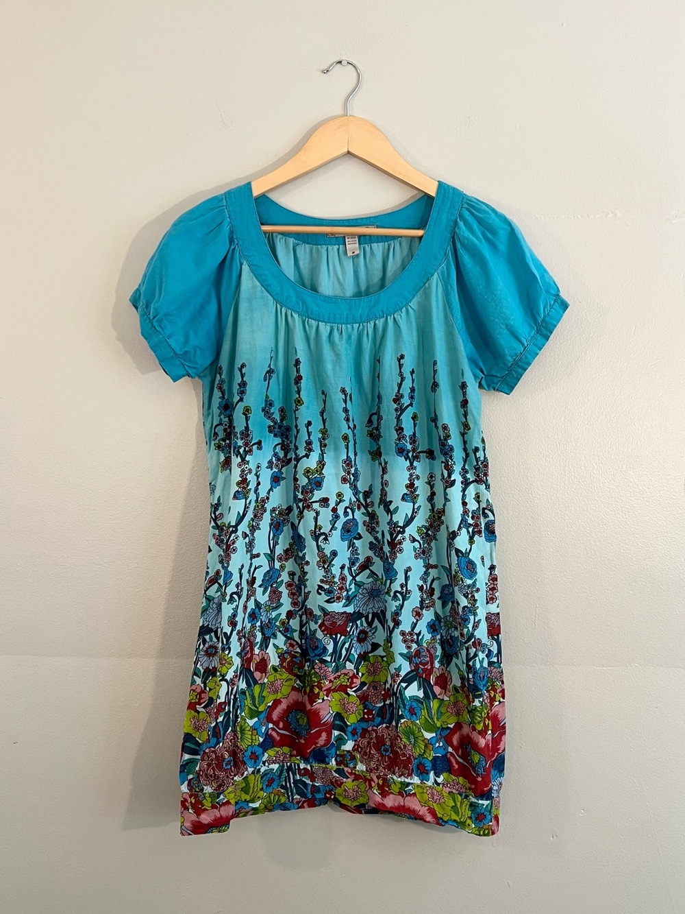 Y2K American Rag blue floral mini dress 2000’s funky boho girly summer
